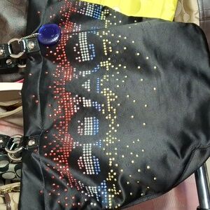 COACH LIMITED EDITION HOLIDAY RHINESTONES XL SATIN BLACK TOTE*some stones missin